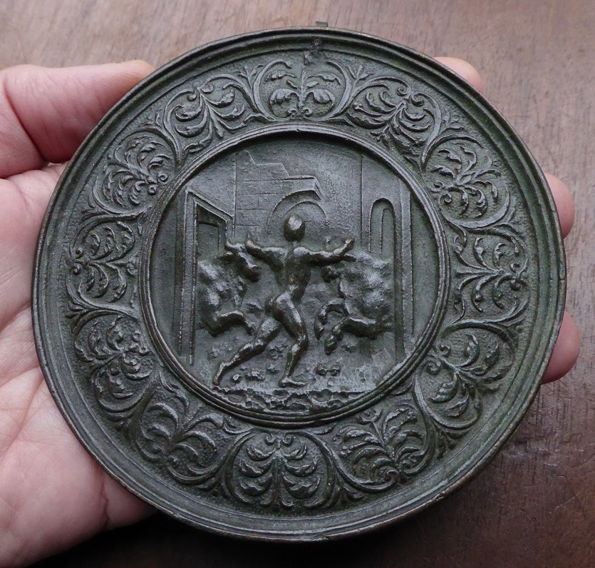 Hercule et les taureaux de Géryon - plaquette en bronze d'après Moderno-photo-3