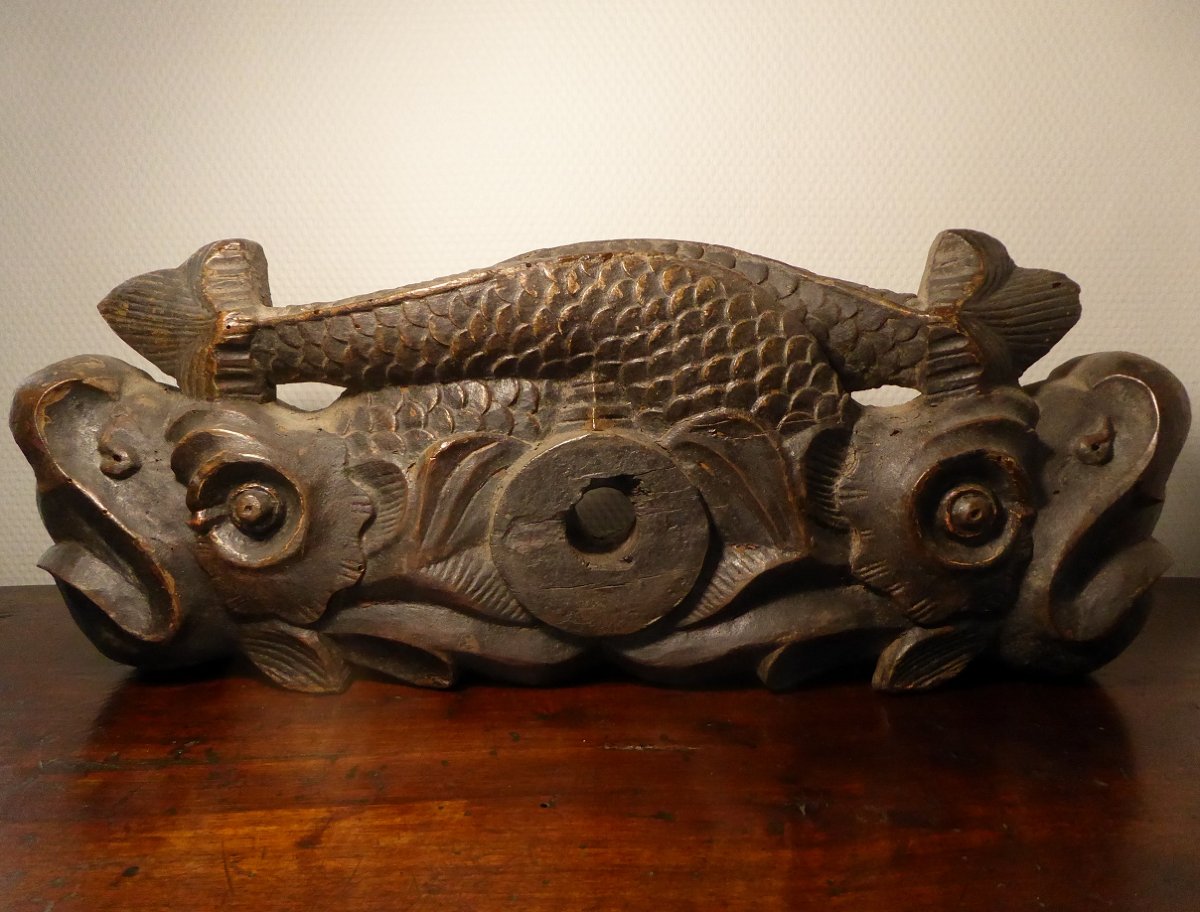 Verrou De Fût En Noyer Sculpté - Alsace XVIIIe siècle - Barre De Tonneau-photo-2