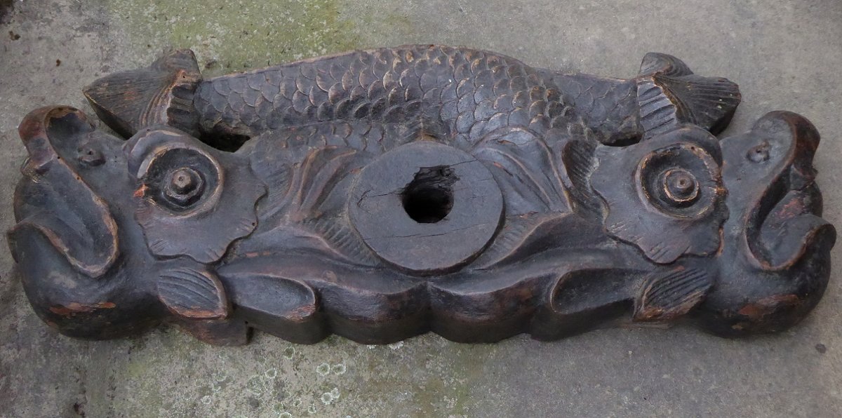 Verrou De Fût En Noyer Sculpté - Alsace XVIIIe siècle - Barre De Tonneau-photo-5