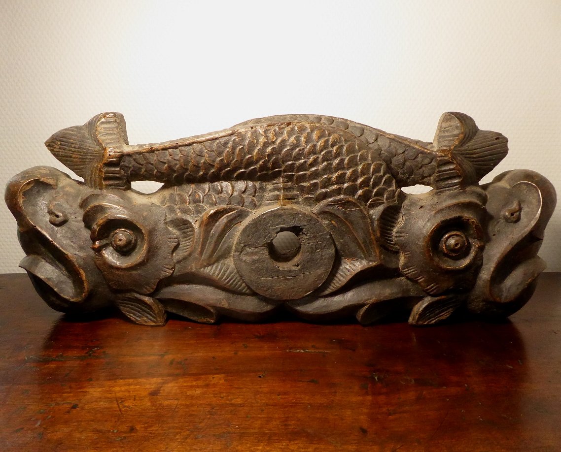 Verrou De Fût En Noyer Sculpté - Alsace XVIIIe siècle - Barre De Tonneau