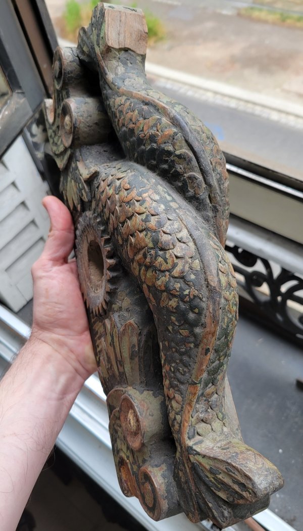 Carved Walnut Barrel Lock - Alsace, 19th Century - Barrel Bar-photo-6
