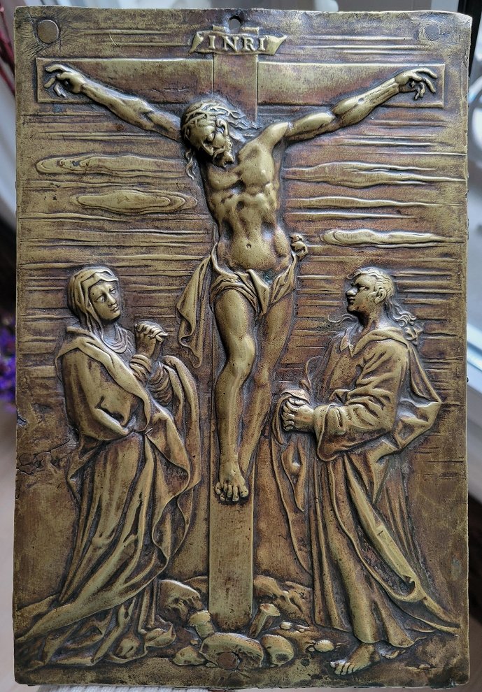 Crucifixion - Bronze Plaque, Germany, C. 1600 - Large Plaquette-photo-2