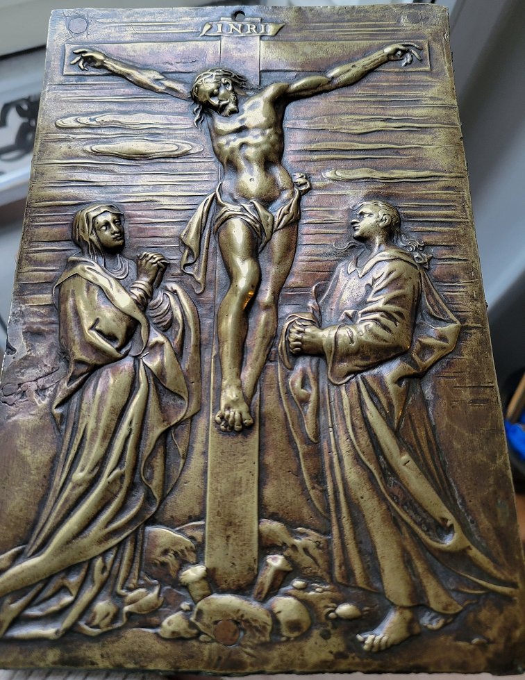 Crucifixion - Bronze Plaque, Germany, C. 1600 - Large Plaquette-photo-3