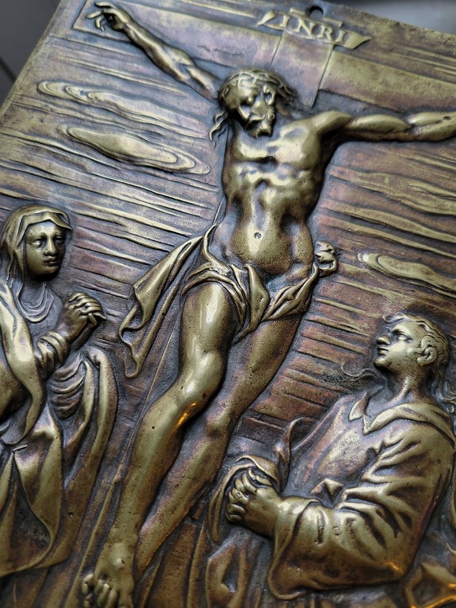 Crucifixion - Bronze Plaque, Germany, C. 1600 - Large Plaquette-photo-2