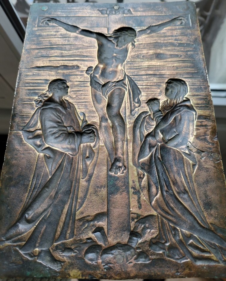 Crucifixion - Bronze Plaque, Germany, C. 1600 - Large Plaquette-photo-3
