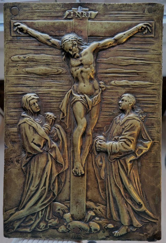 Crucifixion - Bronze Plaque, Germany, C. 1600 - Large Plaquette