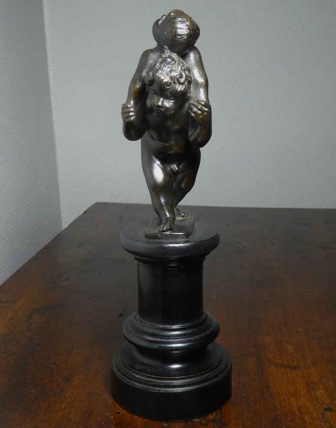 Two Playing Putti, 19th-century Bronze Based On A 17th-century Model By Leonhard Kern-photo-2