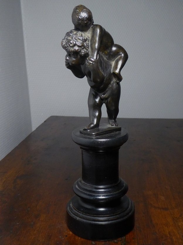Two Playing Putti, 19th-century Bronze Based On A 17th-century Model By Leonhard Kern-photo-3
