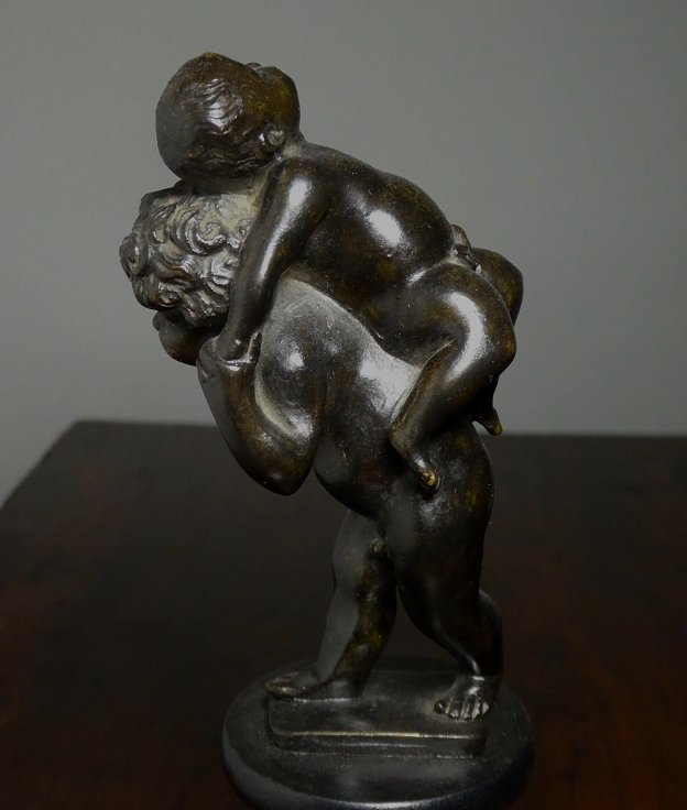 Two Playing Putti, 19th-century Bronze Based On A 17th-century Model By Leonhard Kern-photo-1