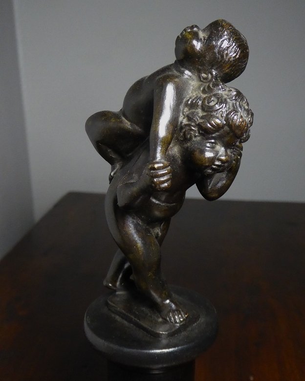 Two Playing Putti, 19th-century Bronze Based On A 17th-century Model By Leonhard Kern-photo-5