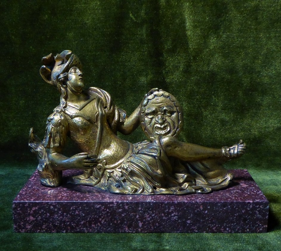 Gilded Bronze Minerva, 16th-century Italy, On Porphyry-photo-2