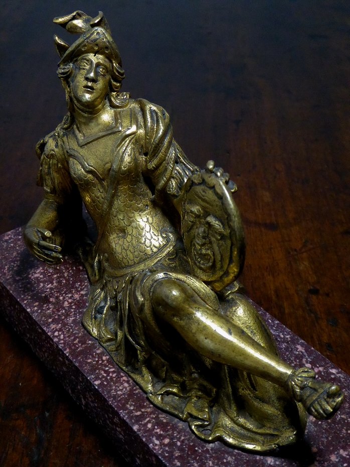 Gilded Bronze Minerva, 16th-century Italy, On Porphyry-photo-4