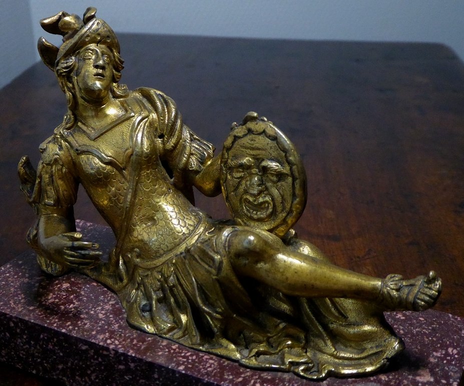 Gilded Bronze Minerva, 16th-century Italy, On Porphyry