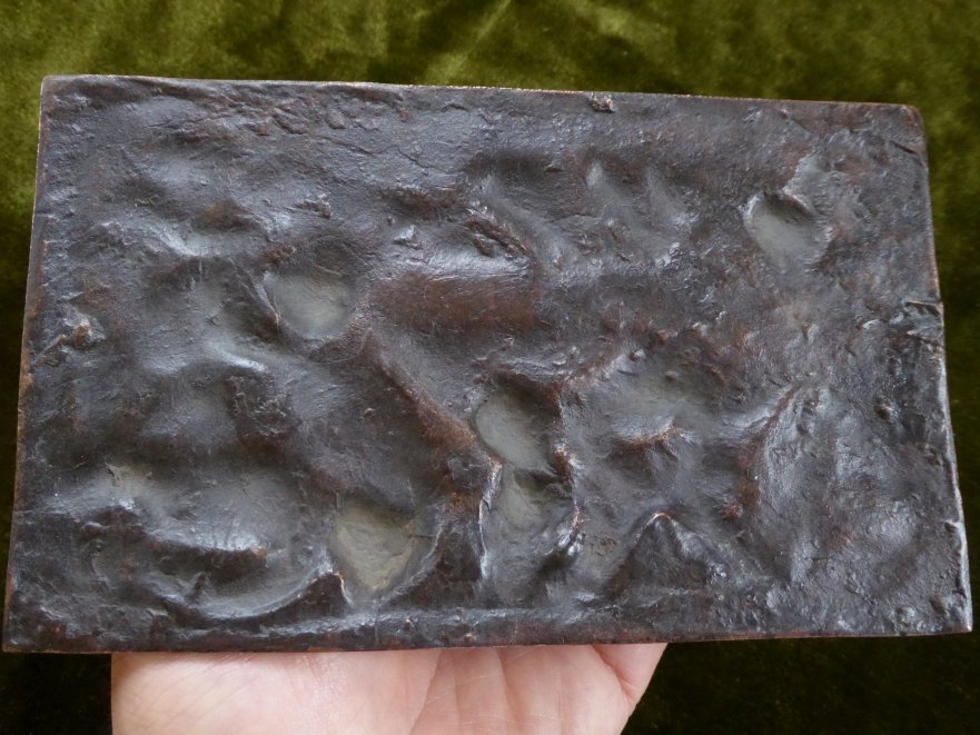 Plaquette en bronze d'après Duquesnoy représentant une bacchanale de putti-photo-7