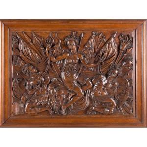 Large Carved Walnut Panel From The 16th Century