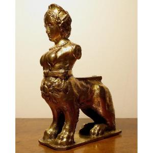 Sphinge En Bronze Doré Italie XVIe Siècle
