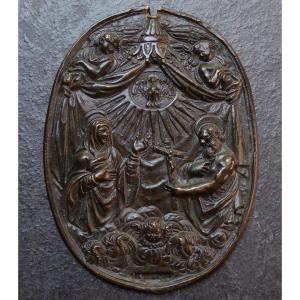 Bronze Plaquette With Saint Teresa And Saint Jerome - Italy 17th Century