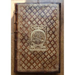 Large 17th Century Book 1663 - Folio - Binding With The Coat Of Arms Of The Parliament Of Rouen