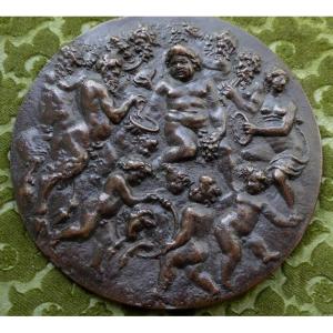 17th-century Bronze Plaquette Depicting A Bacchanal.