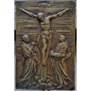 Crucifixion - Plaque en bronze Allemagne c.1600 - Grande Plaquette
