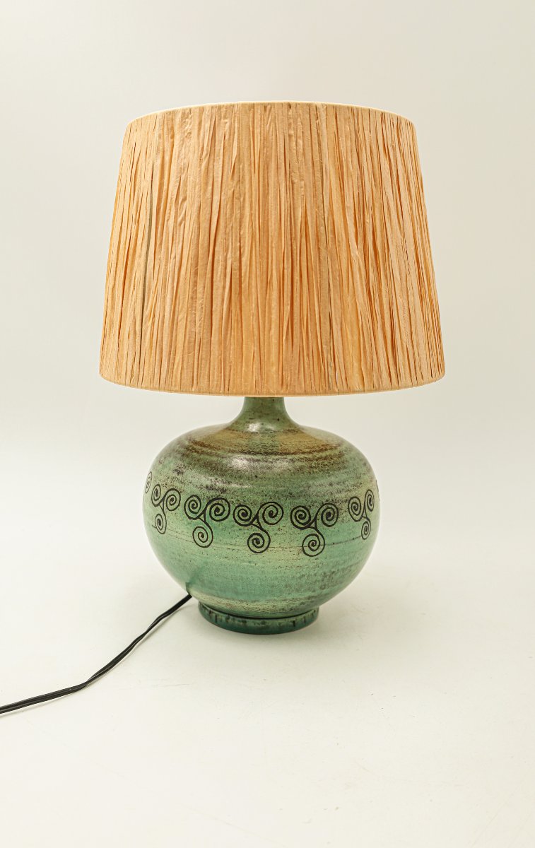 Beautiful Vintage Jacques Blin Ceramic Earthenware Lamp.-photo-2
