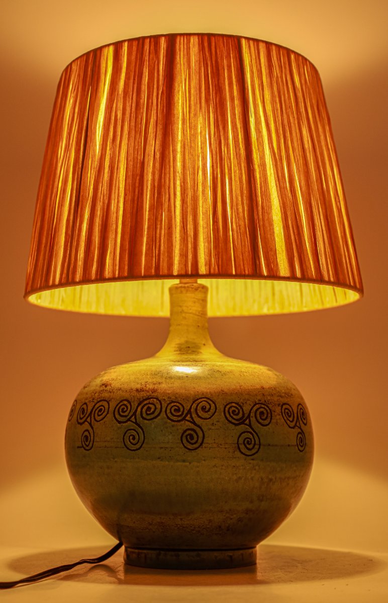 Beautiful Vintage Jacques Blin Ceramic Earthenware Lamp.-photo-3