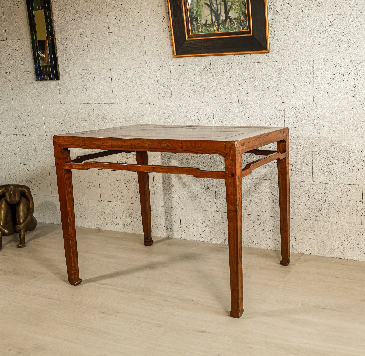 Ancienne console table en chêne Art Déco Atelier Martine Paul Poiret vintage 1930's moderniste-photo-3