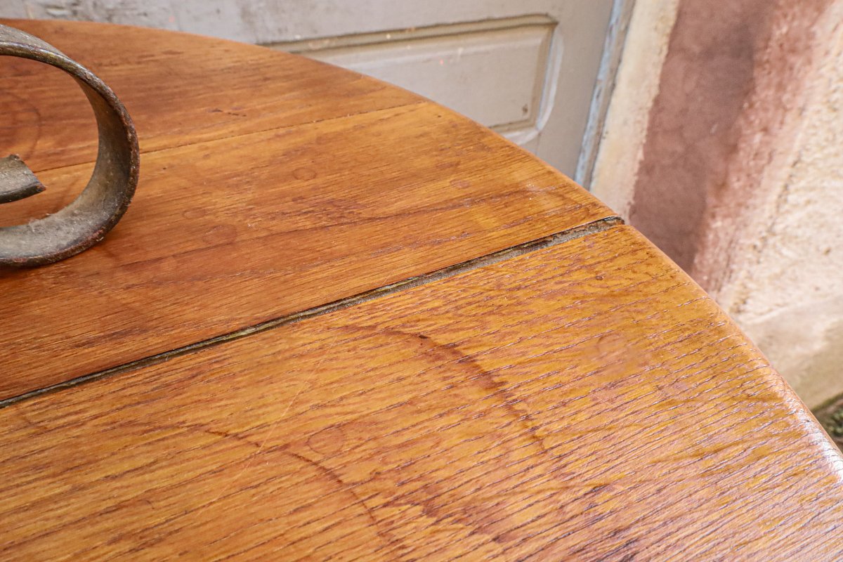 Antique Brutalist Oak Wood Display Table By Charles Dudouyt, Vintage Reconstruction-photo-3