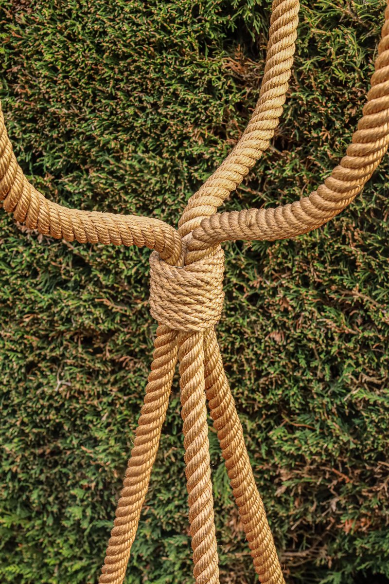 Ancien lampadaire en corde tripode design Audoux Minet vintage-photo-2