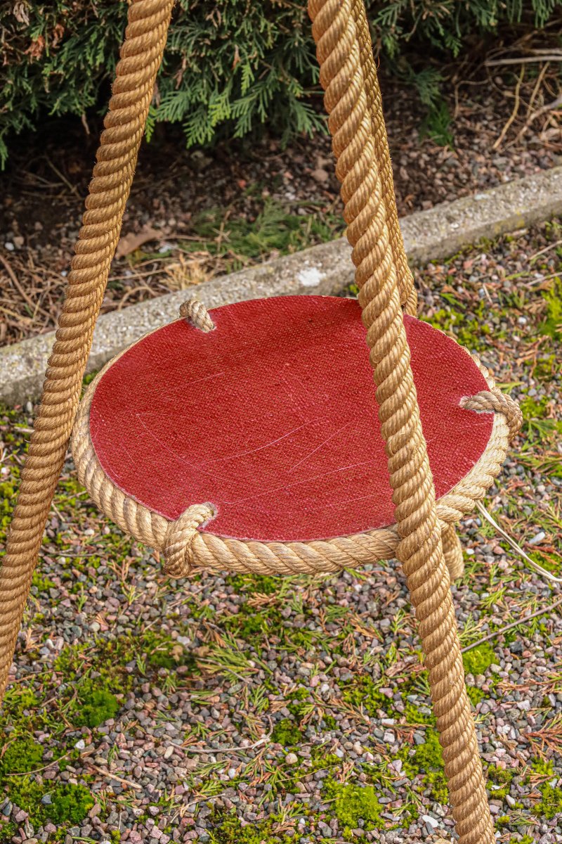 Ancien lampadaire en corde tripode design Audoux Minet vintage-photo-4