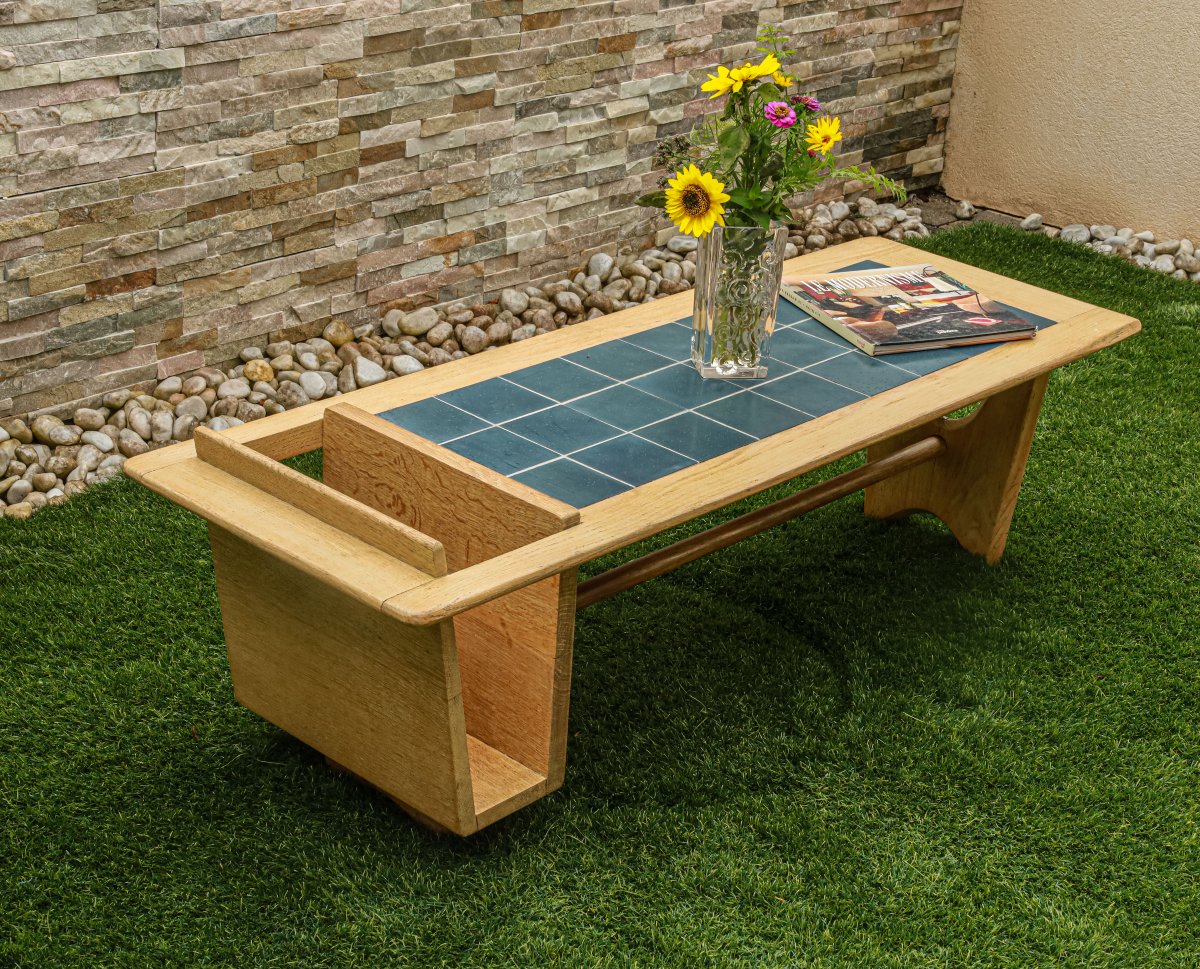 Vintage Coffee Table Designed By Guillerme And Chambron, Thibault Model, Light Solid Oak-photo-3