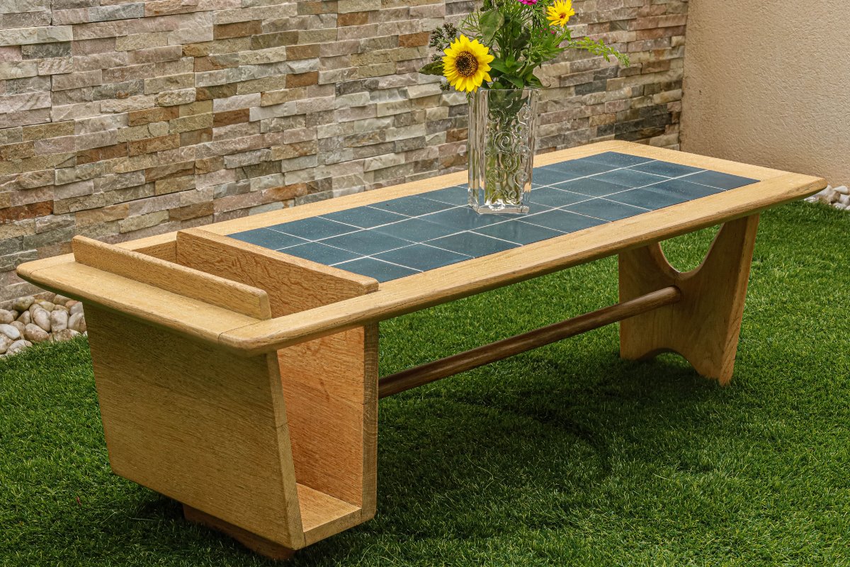 Vintage Coffee Table Designed By Guillerme And Chambron, Thibault Model, Light Solid Oak-photo-3