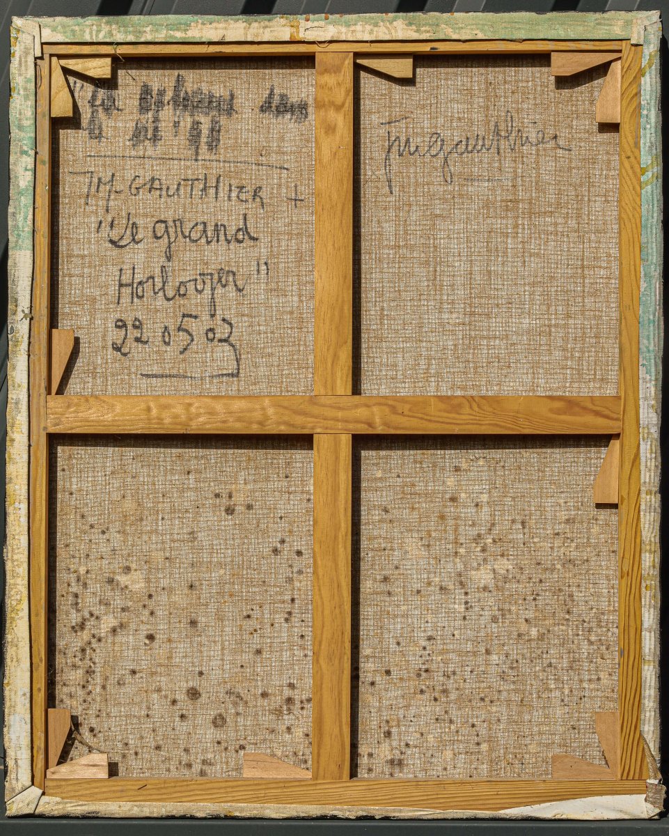 Grande huile sur toile signée Jean Marie Gauthier art abstrait contemporain-photo-3