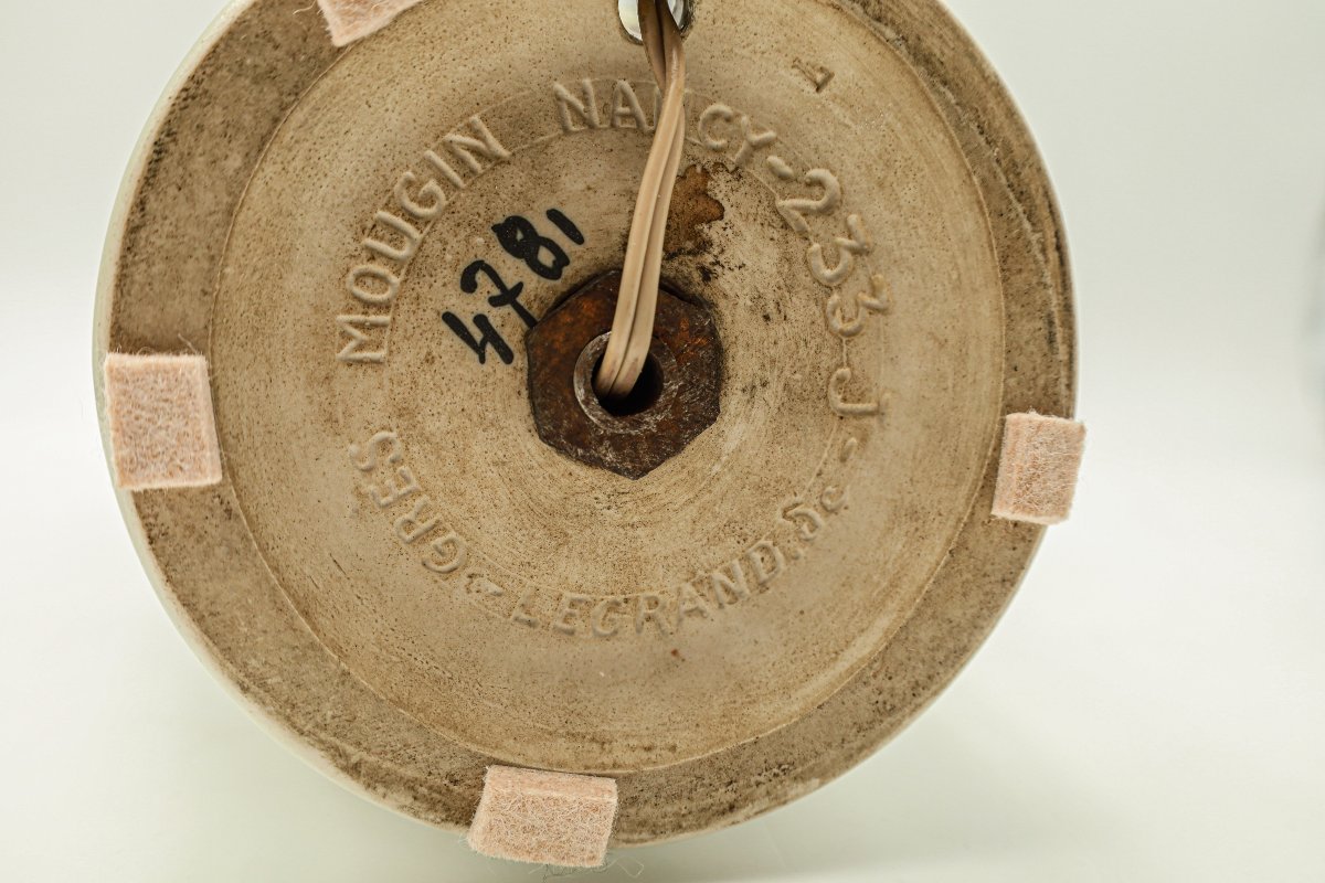 Antique Stoneware Lamp Base, Mougin Art Deco Style, Nancy School-photo-4