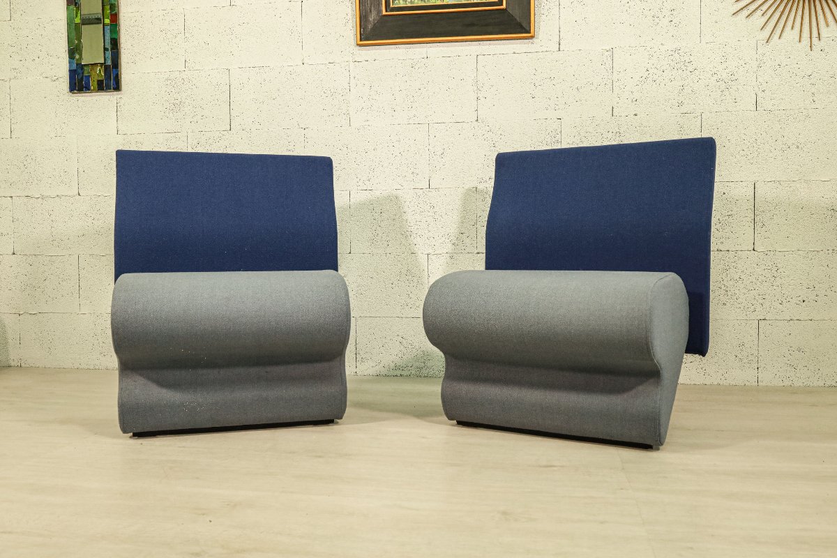 Paire de fauteuils chauffeuses design Russell Gordon années 90 vintage-photo-2