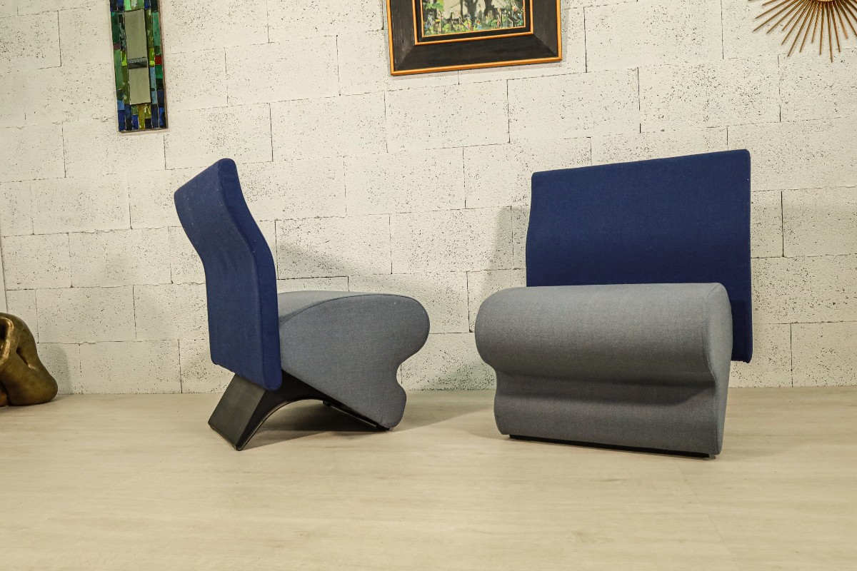 Paire de fauteuils chauffeuses design Russell Gordon années 90 vintage