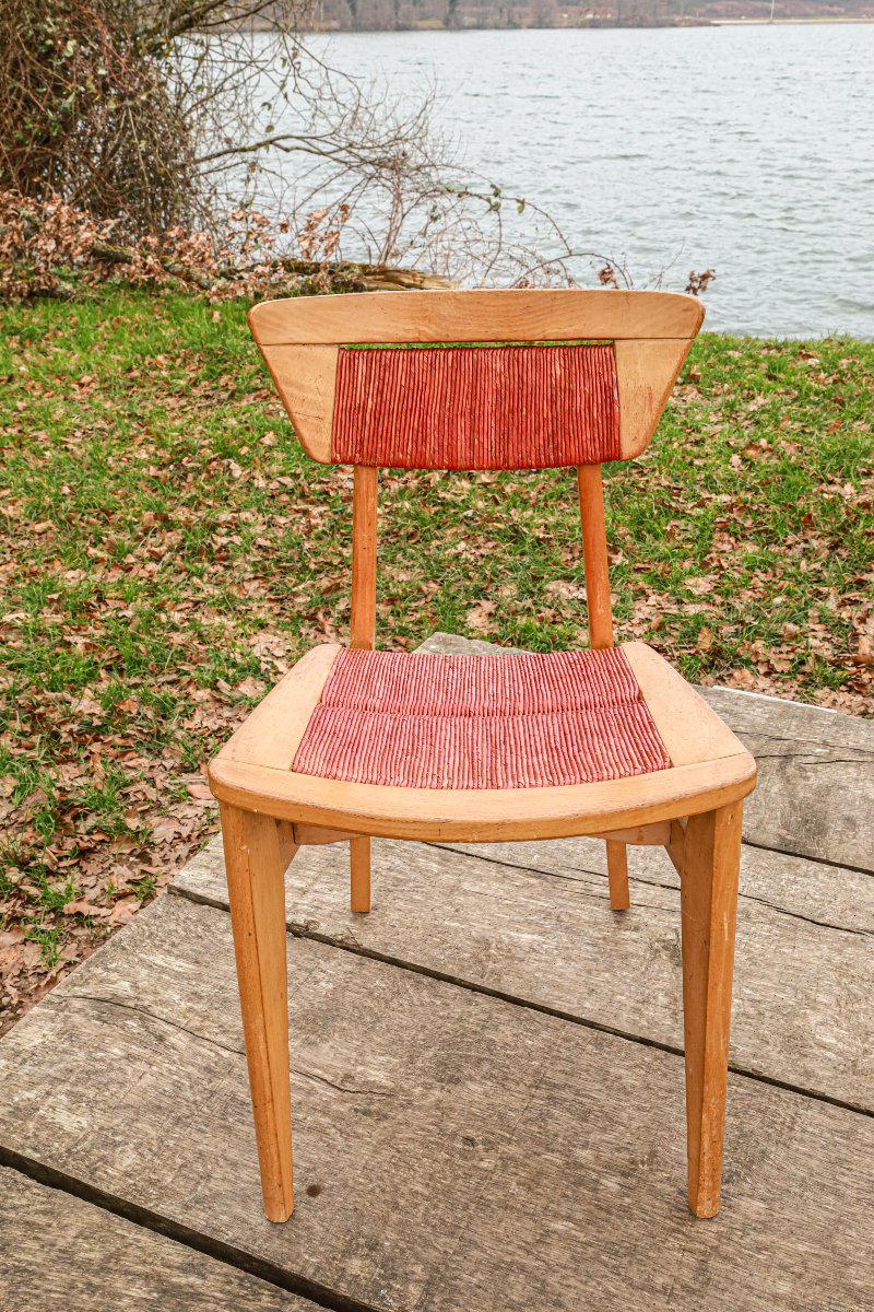 Lot de 3 chaises Roger Landault édition Robert Sentou vintage design 50 60-photo-2