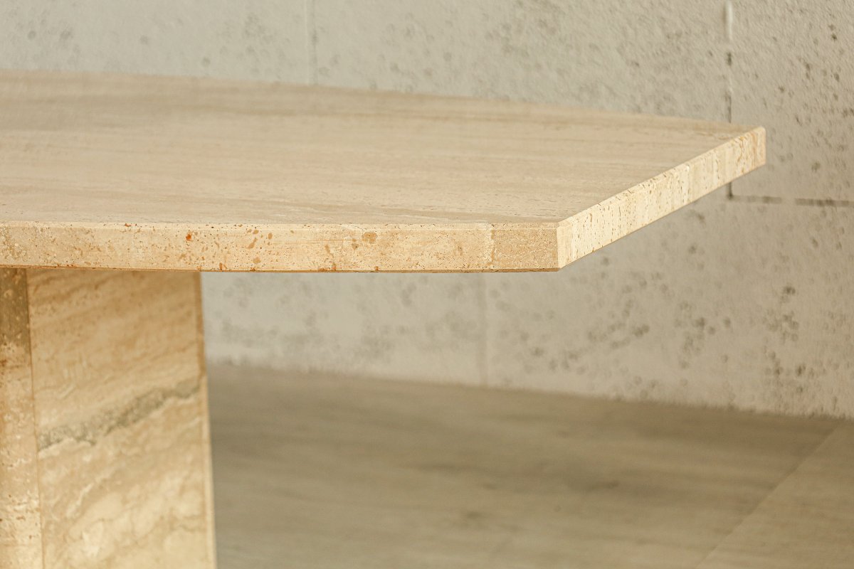 High-quality Vintage Brutalist Travertine Coffee Table, 1980s Design-photo-4