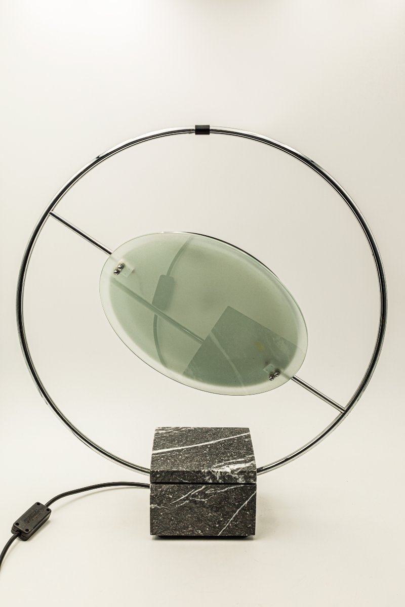 Rare Saturn Lamp By Lucien Gau, Circa 1980, Vintage Design-photo-2