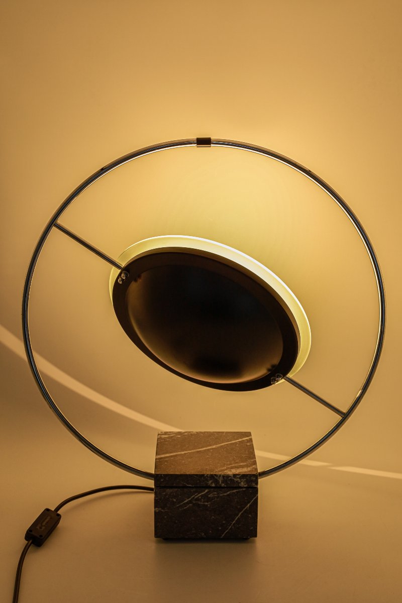 Rare Saturn Lamp By Lucien Gau, Circa 1980, Vintage Design-photo-4