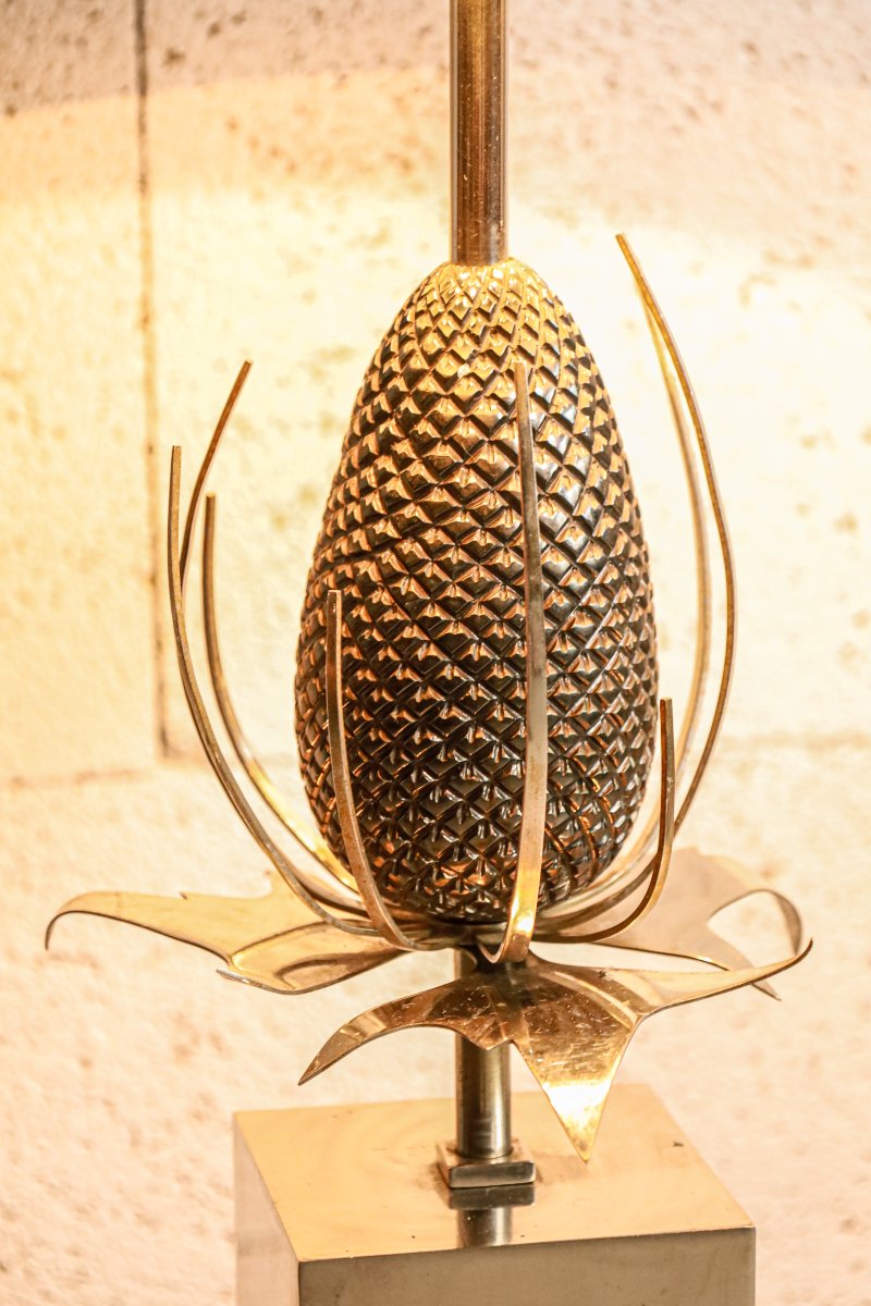 Grande lampe de la maison Charles Paris vintage modèle chardon Hollywood Regency-photo-2