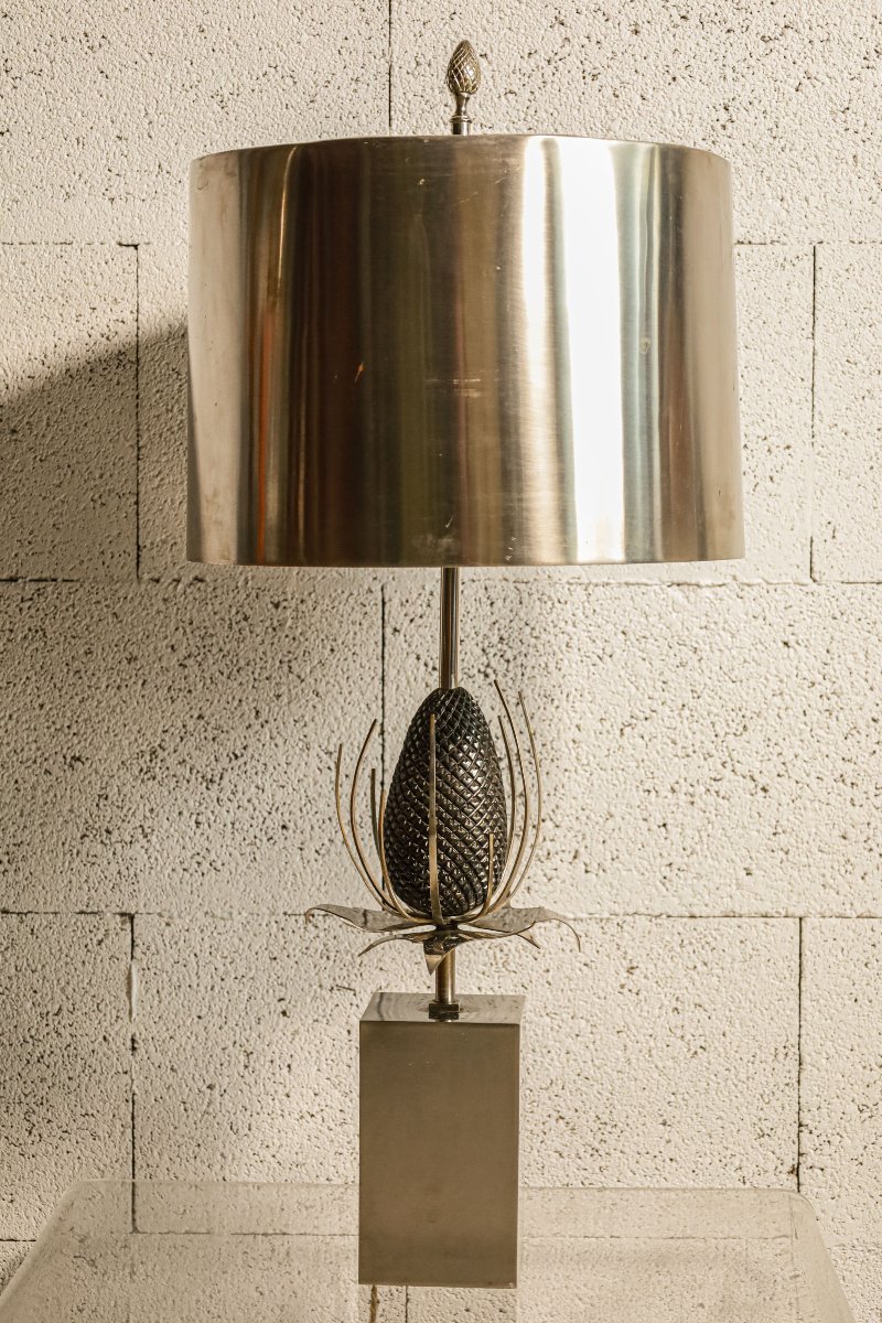 Grande lampe de la maison Charles Paris vintage modèle chardon Hollywood Regency-photo-4