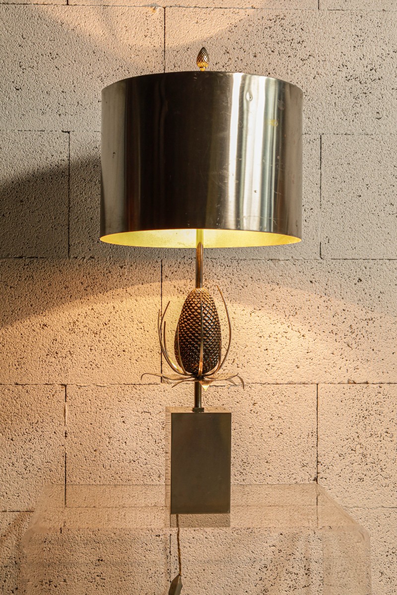 Grande lampe de la maison Charles Paris vintage modèle chardon Hollywood Regency