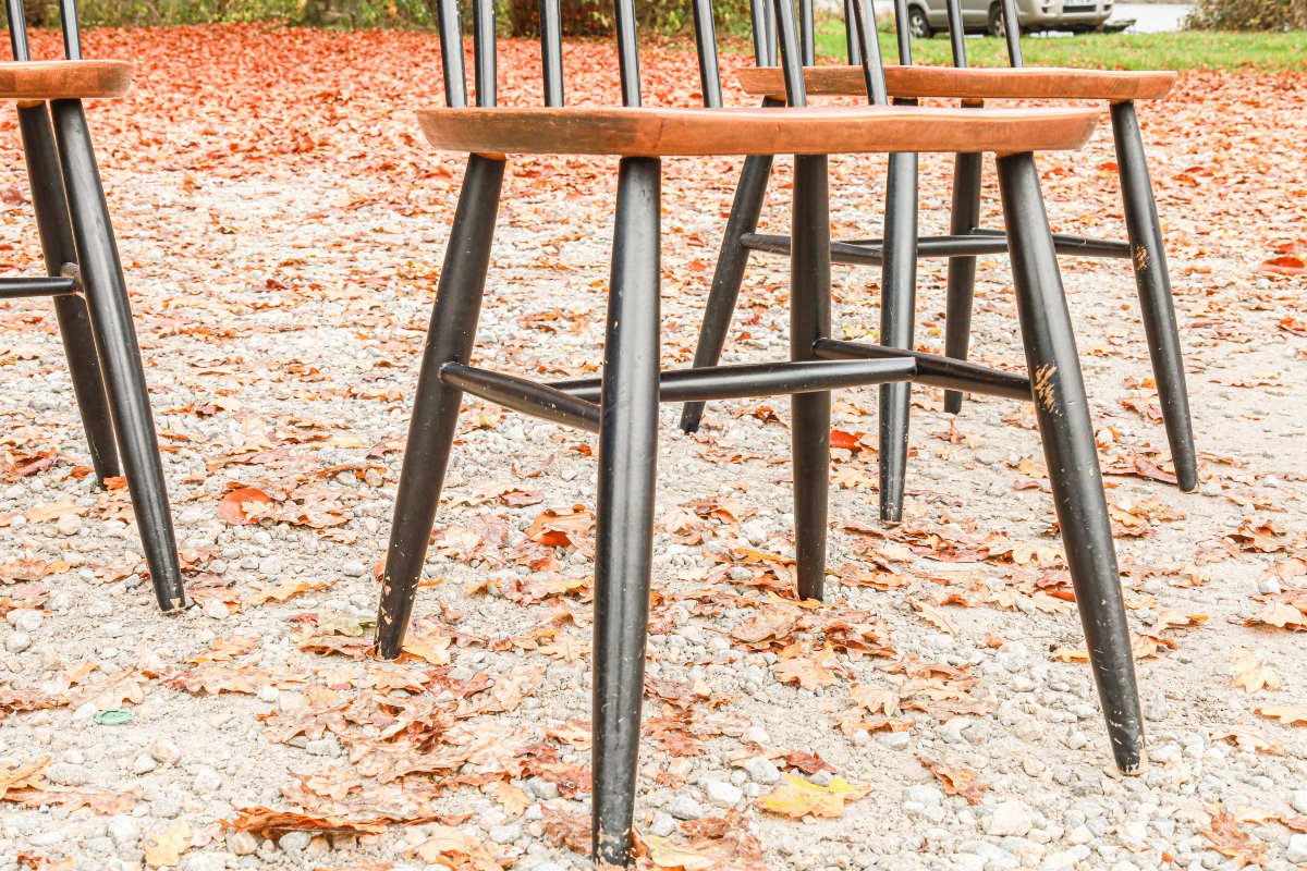 Série de 6 chaises bois scandinave modèle Fanett designer Ilmari Tapiovaara vintage-photo-4