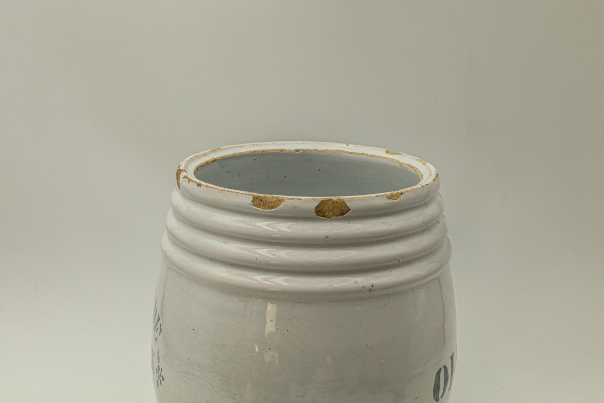 Ancien grand pot à moutarde olives Julien Mack DIJON pub publicitaire comptoir vintage-photo-4