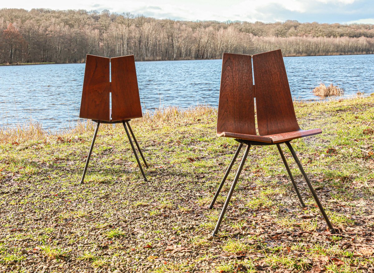 Pair Of Vintage Hans Bellmann 1000 Series Designer Chairs -photo-1