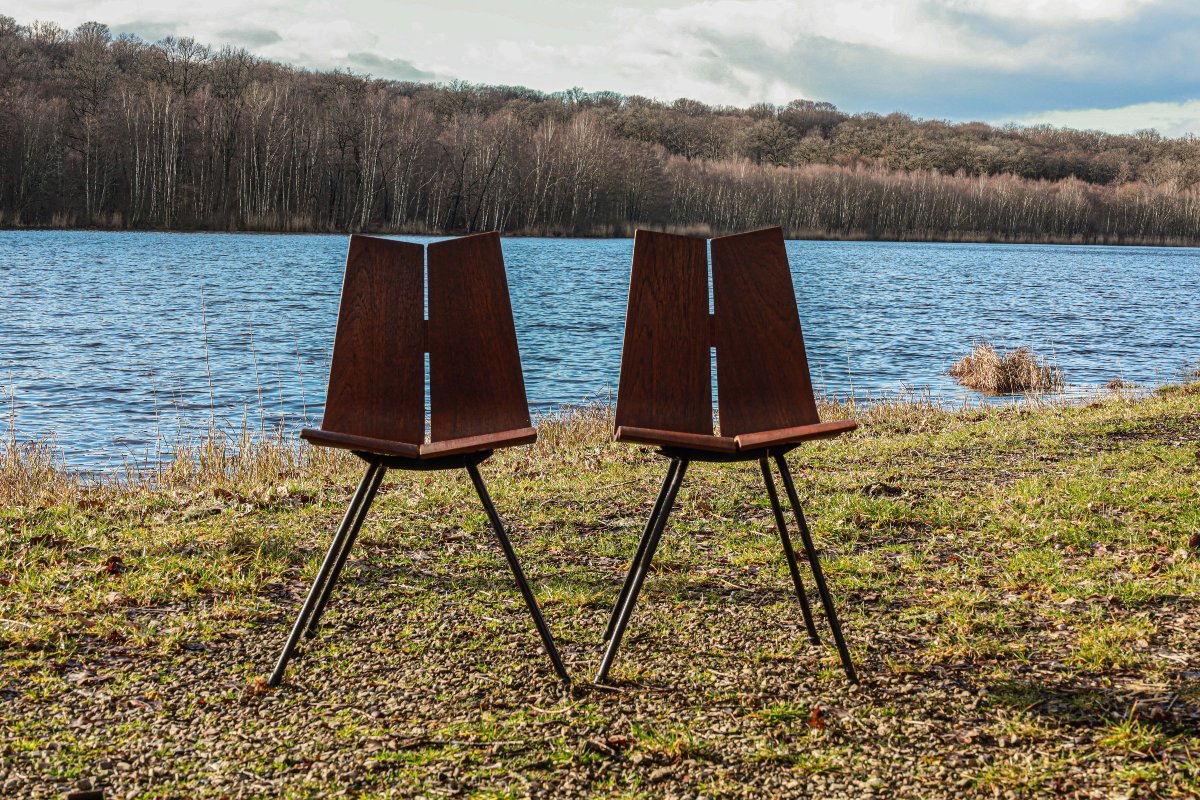 Pair Of Vintage Hans Bellmann 1000 Series Designer Chairs -photo-2