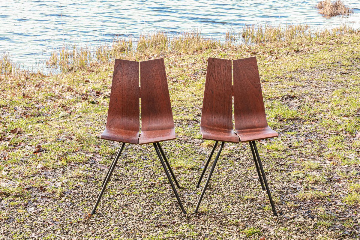Pair Of Vintage Hans Bellmann 1000 Series Designer Chairs -photo-3