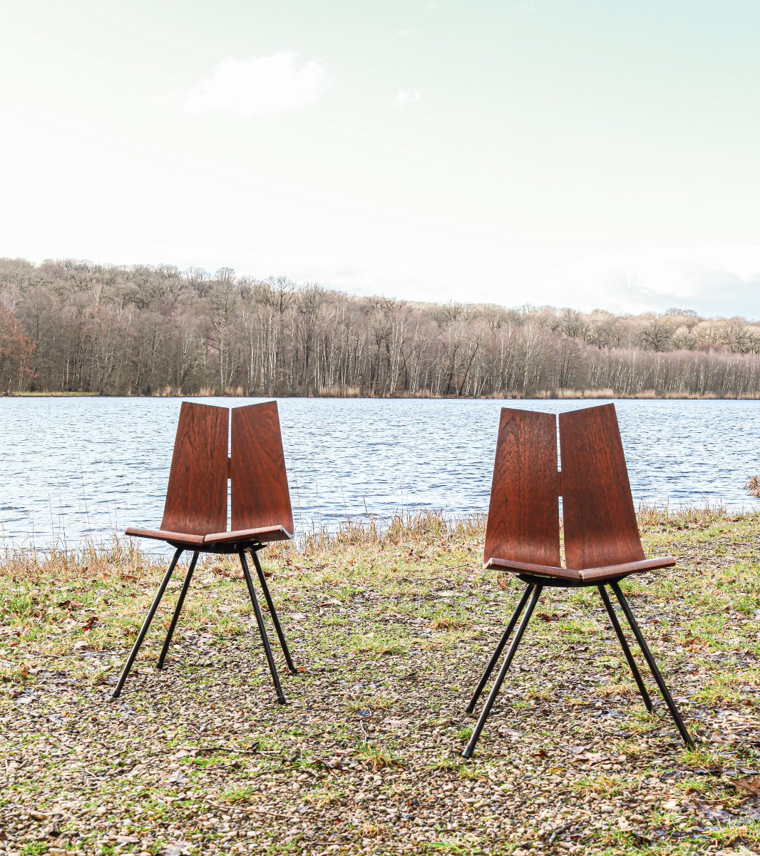Pair Of Vintage Hans Bellmann 1000 Series Designer Chairs 