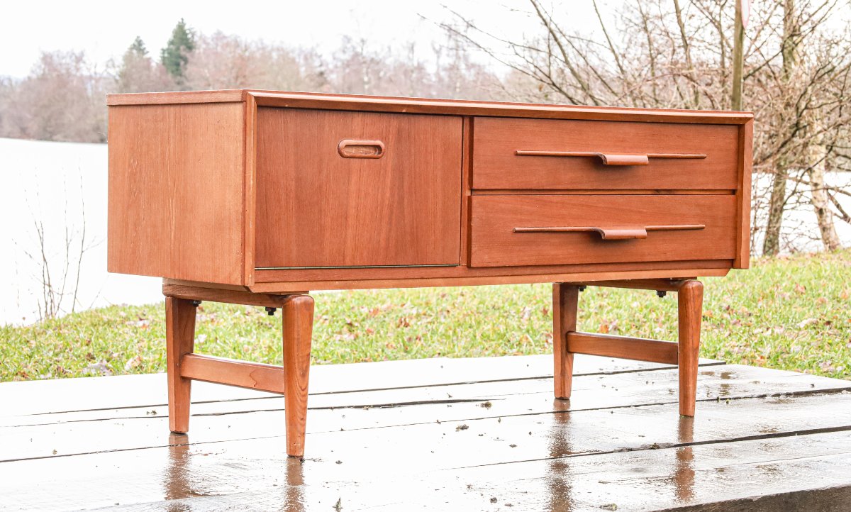 Petite enfilade meuble TV design scandinave teck vintage-photo-3